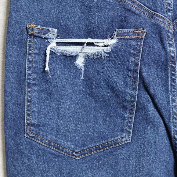 Good American Jeans Womens 14 32 Blue Good Waist Denim Distressed Whiskering - Picture 6 of 14